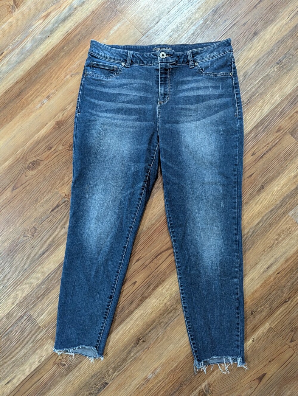 Maurices Washed Blue Cropped High-Rise Skinny Jeans XL